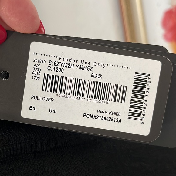 Armani Exchange black pinstripe lightweight sweater turtleneck pullover top - Picture 7 of 7